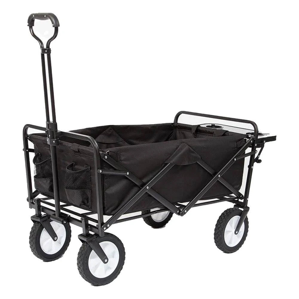 Black Folding Utility Wagon Cart with Table N6607