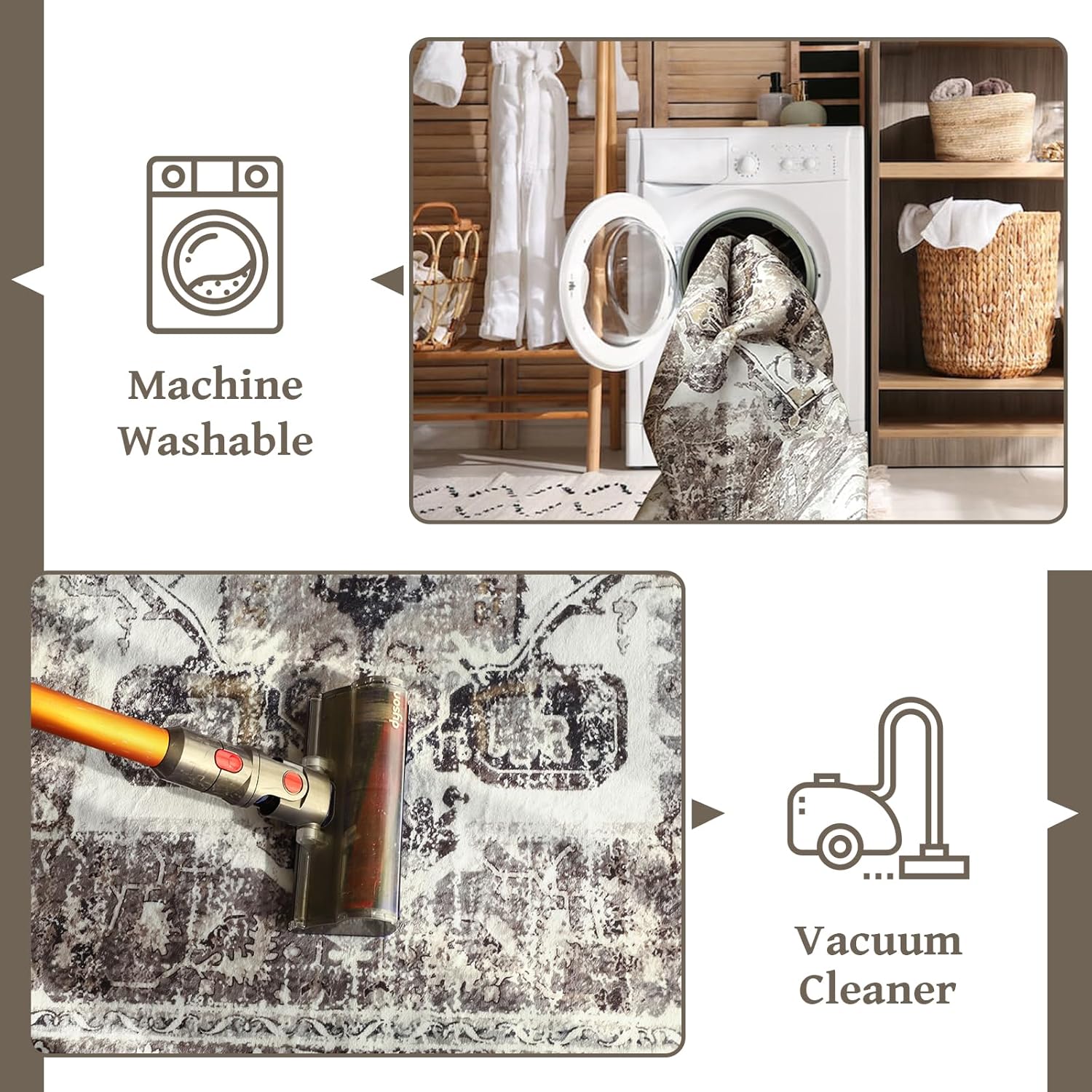 Machine Washable 5x7 Non-Slip Low Pile Area Rug A93950