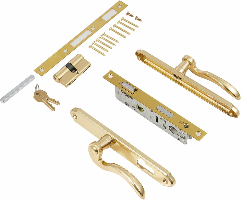 Brushed Polished Brass Solid Brass Lever Handle Mortise Lock Set for 1 in. Or 1.38 in. Thickness N9566