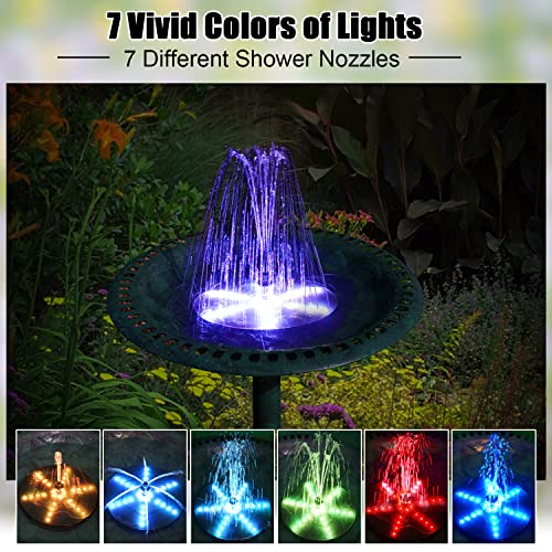 4W Solar Powered Water Fountain Pump with 4000 Battery, 7 Nozzles Z96458