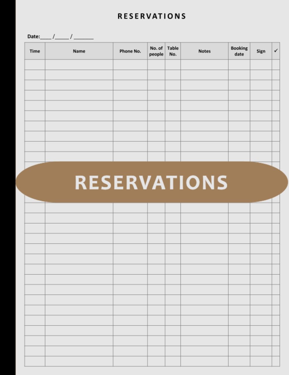 Restaurant Reservation Log Book, 120 Pages, 8.5 x 11 B3030