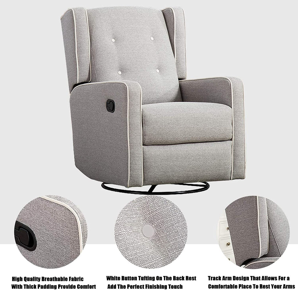 Gray Manual Swivel Rocker Recliner Chair K234042