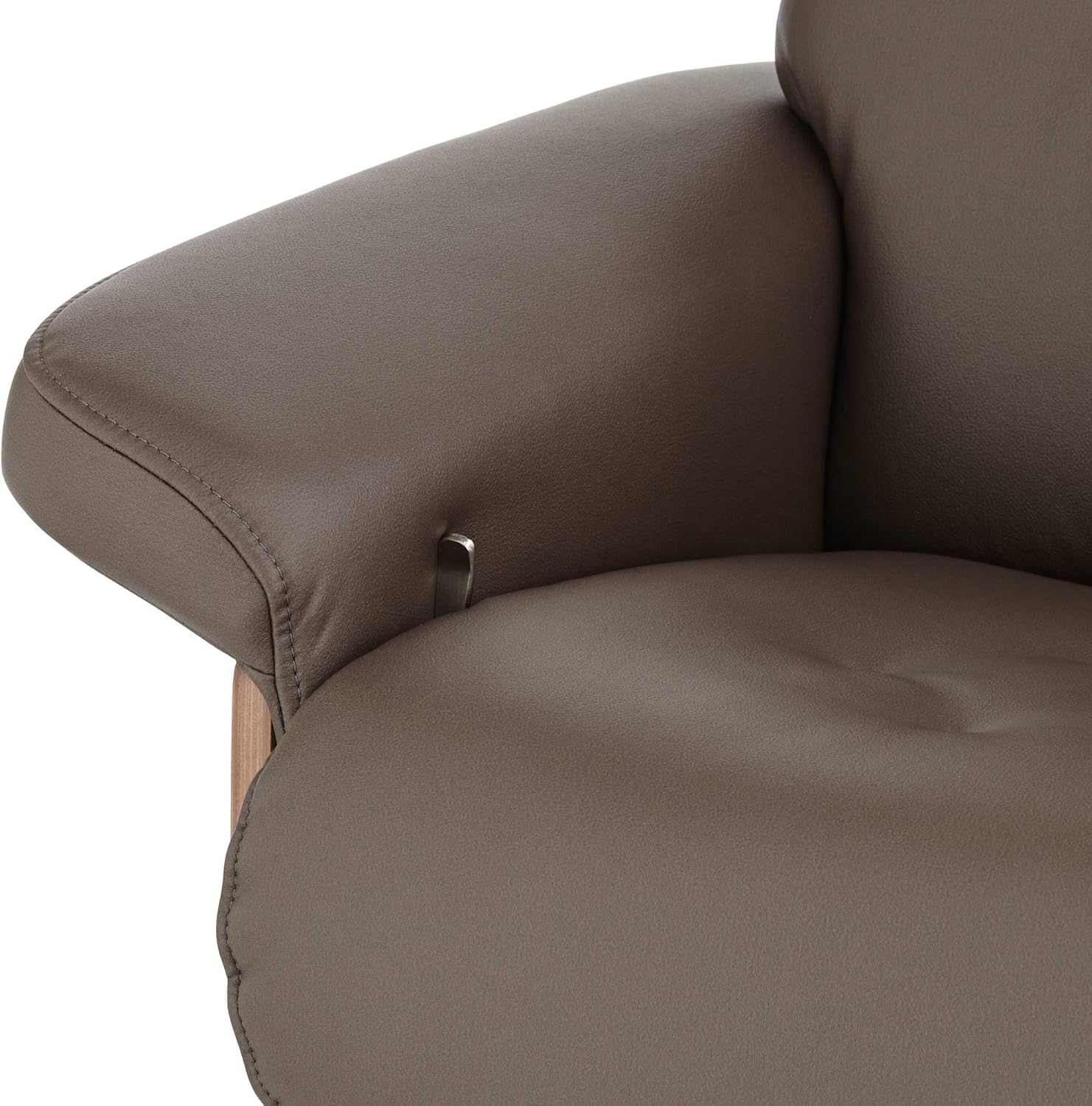 Chocolate Tufted Faux Leather Swivel Recliner and Slanted Ottoman R871