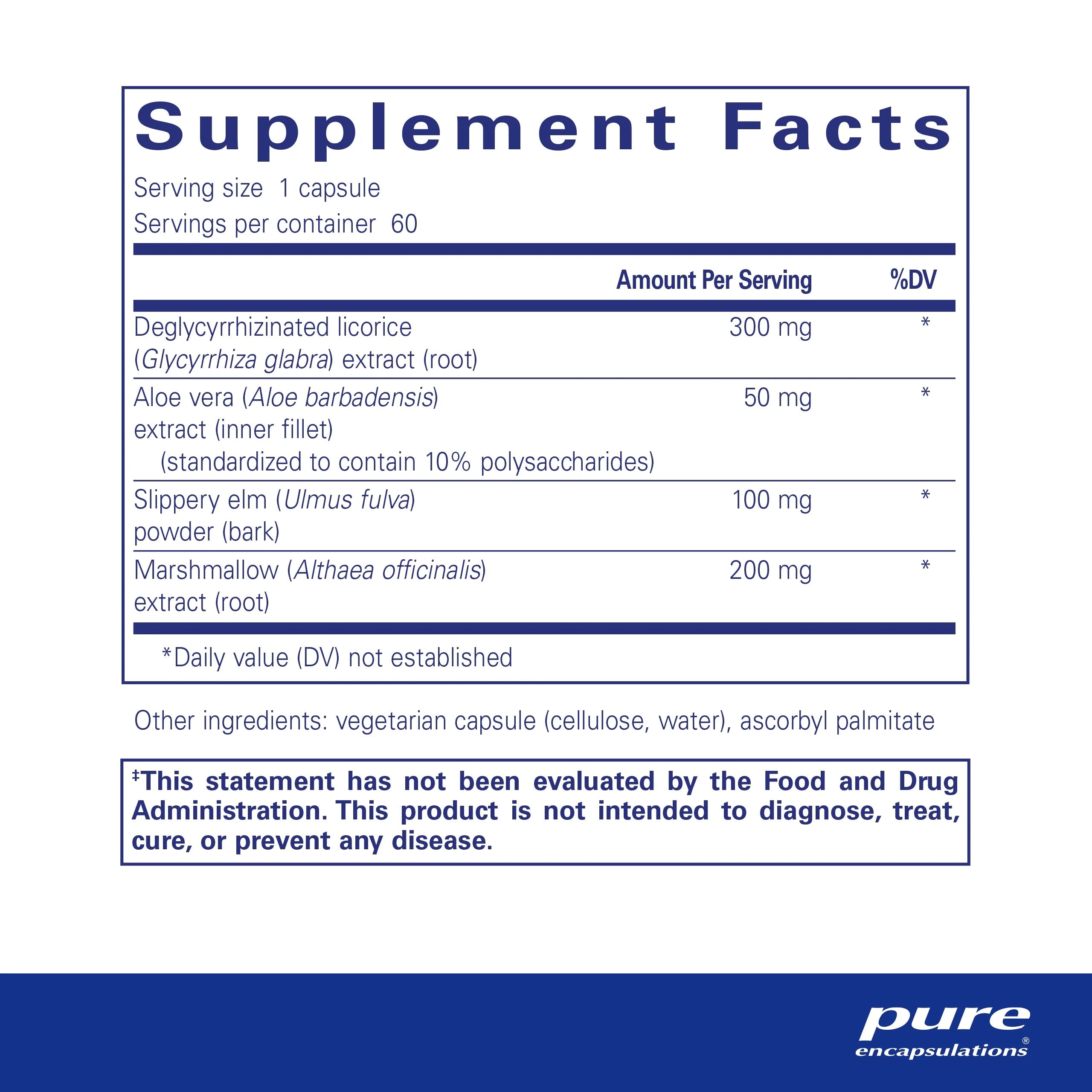 DGL Plus Deglycyrrhizinated Licorice Supplement 60 Capsules N600794