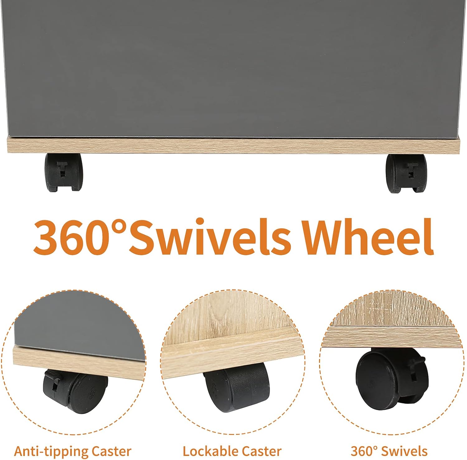 3 Drawer Rolling Wood File Cabinet with Wheels Z253459