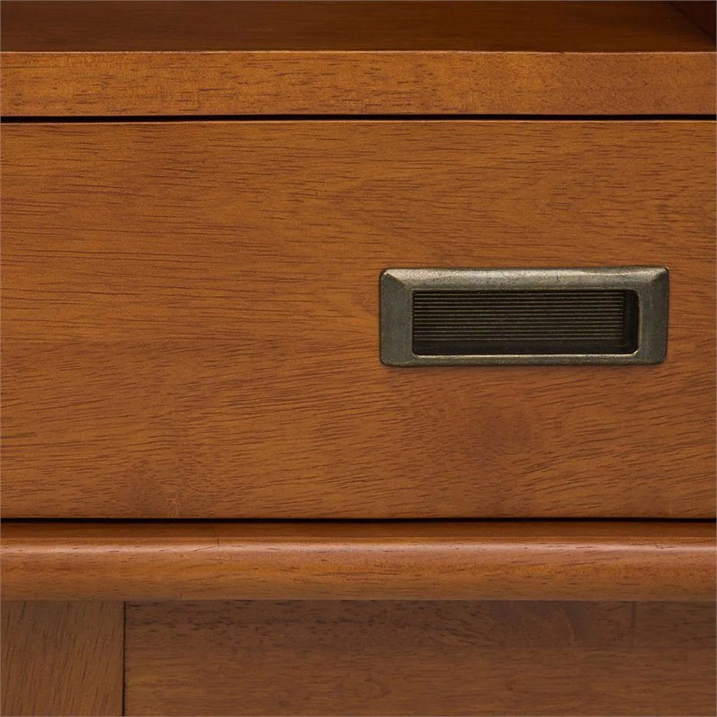 Teak Brown Mid Century Modern Wide Bookcase and Storage Unit Z954