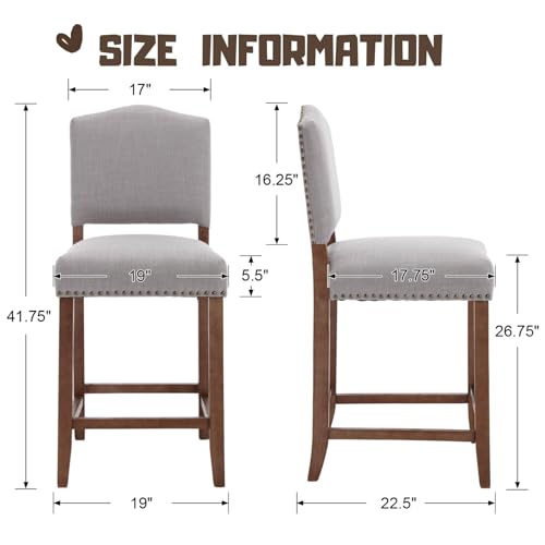 Faux Leather White 26 Inch Counter Height Bar Stools Set of 4 with Backs K264