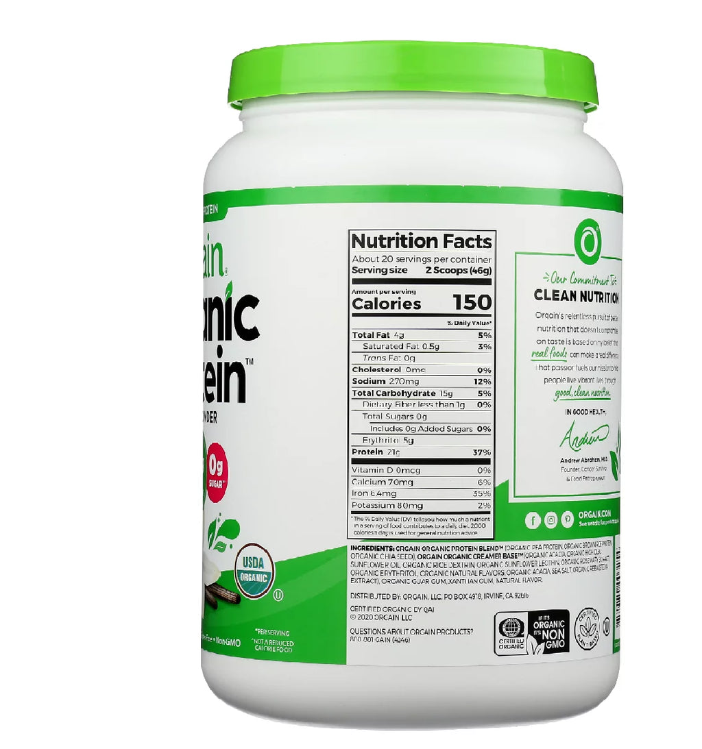 Sweet Vanilla Bean Organic Protein Powder, 2.05 lb L72245