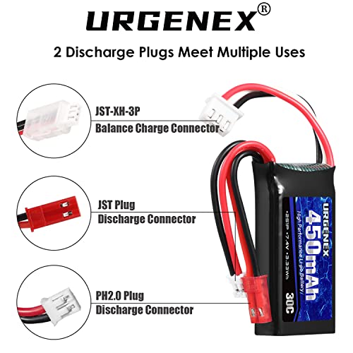 7.4V 450mAh Rechargeable Lipo Battery with JST & PH2.0 Plug X1521