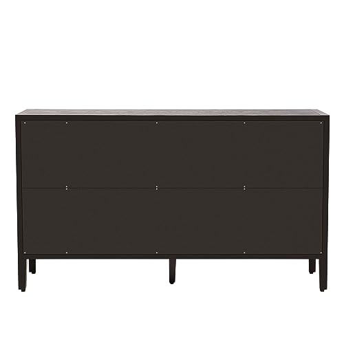 Black Glass Door Sideboard Cabinet with Adjustable Shelf W59761