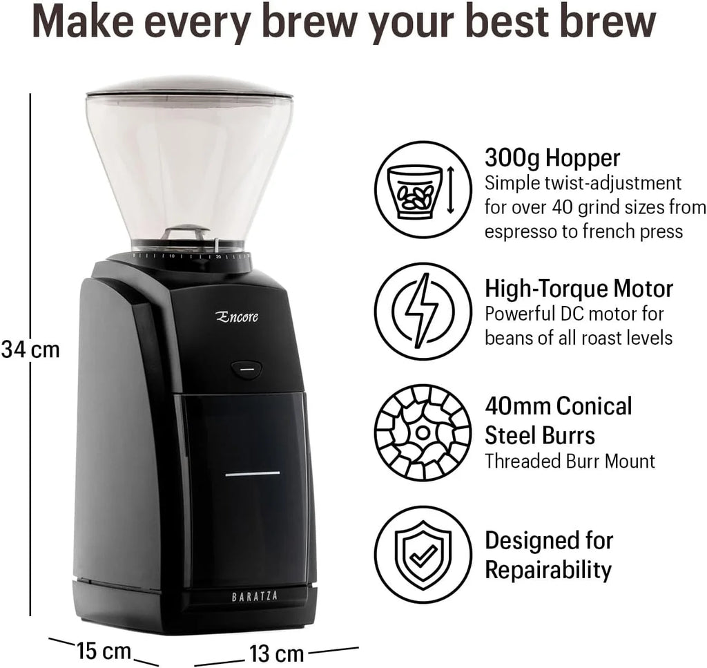Black Conical Burr Coffee Grinder M964