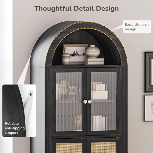 White Lotus 65.5 Inches Tall Storage Cabinet with Doors and Adjustable Shelves Q953