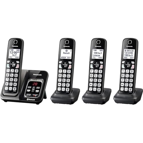 Metallic Black Cordless Phone System with 3 Handsets X839