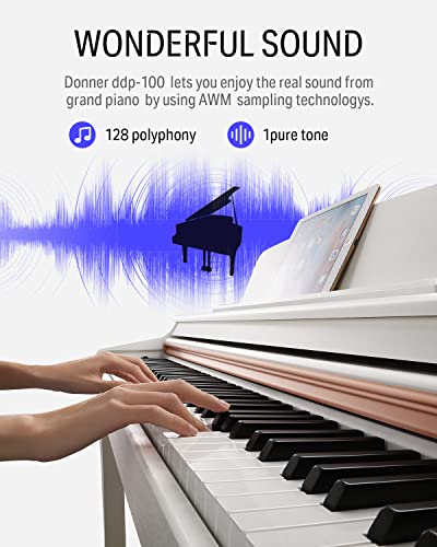White Weighted Action Digital Piano with Furniture Stand G944