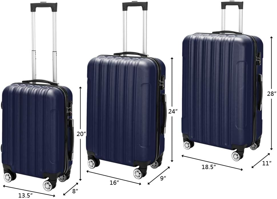 Navy Blue Hardshell Spinner Wheel Luggage 3 Piece Set X449847