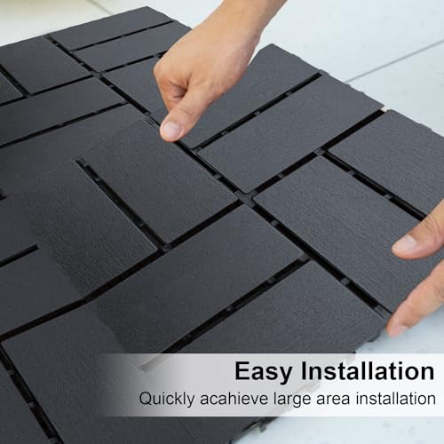 12 PCS Dark Grey 12"x12" Plastic Interlocking Deck Tiles B8852