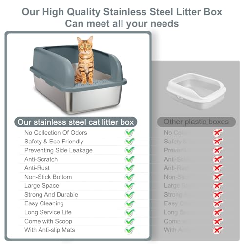 XXL Extra Large Enclosed Stainless Steel Cat Litter Box L779241