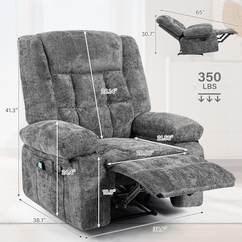 Dark Grey Fabric Recliner Chair with Massage and Heat G639