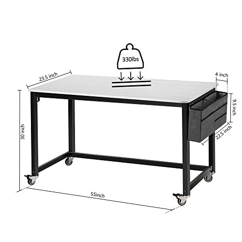 55" Rolling Computer Desk with 4 Wheels L2972
