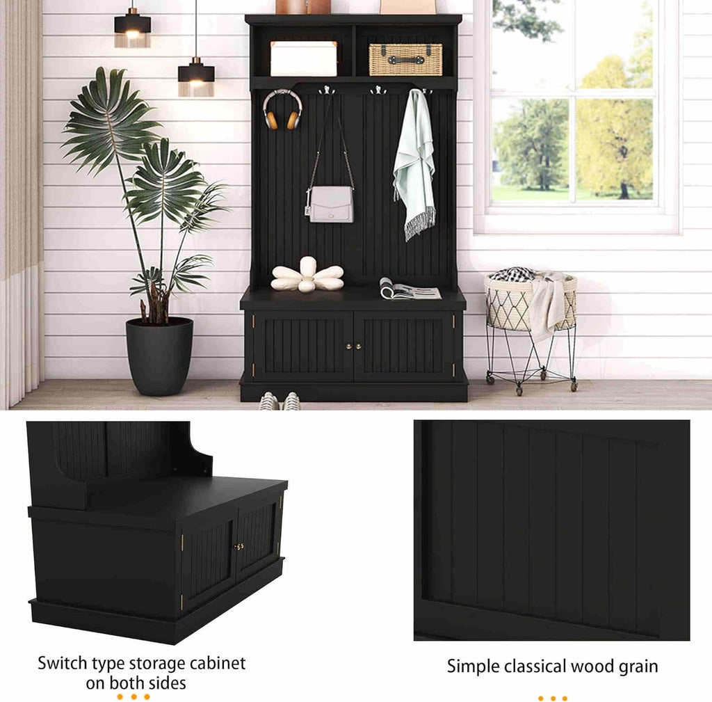 Hall Tree with Bench and Shoe Storage, Coat Rack O270982