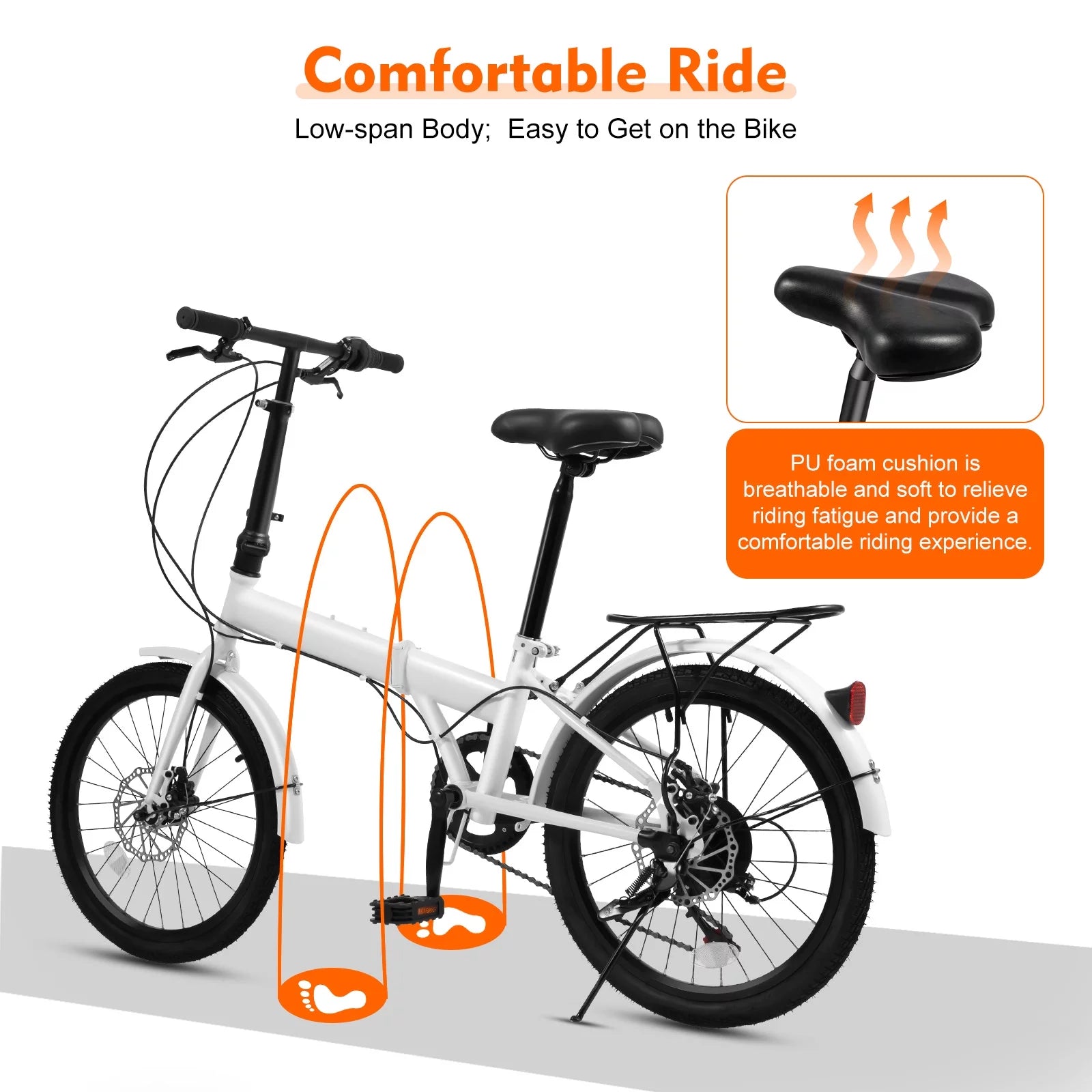 White 20-inch 7 Speed Folding Bicycle S91058