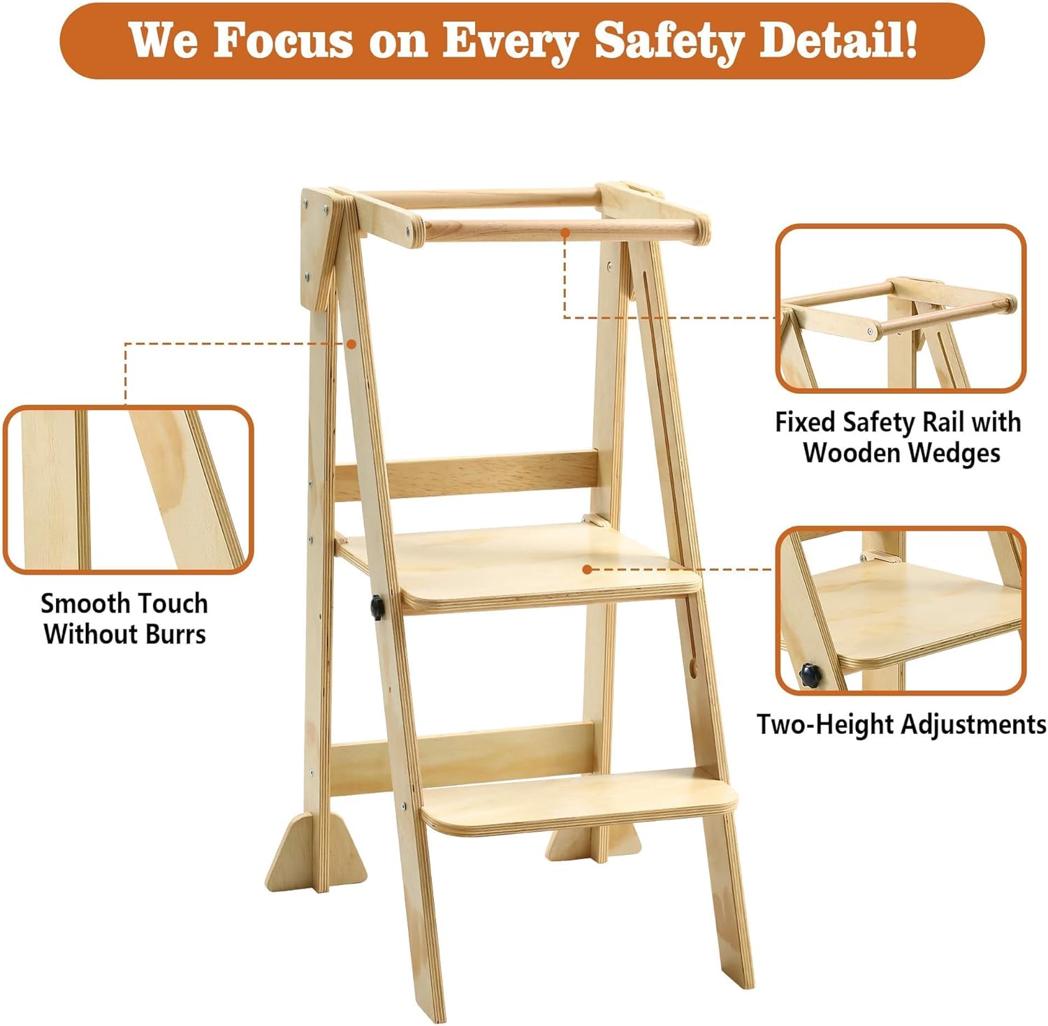 Folding Wooden Toddler Step Stool Q655769