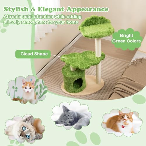 Multi-level Modern Wood Cat Tree with Sisal Scratching Posts C606