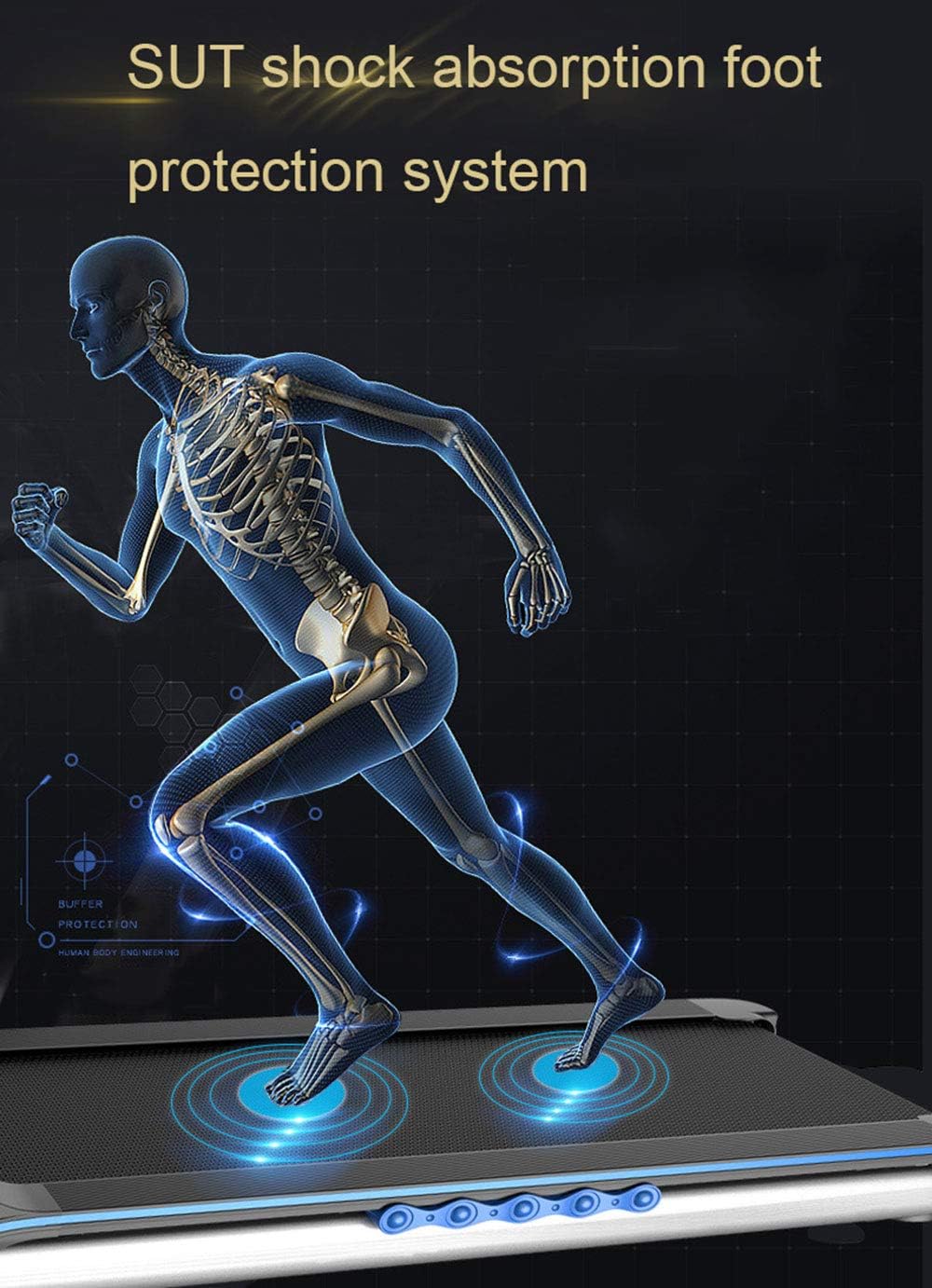 Foldable Electric Treadmill, 1-14.8Km/H, Slope 0-15° Adjustable T451