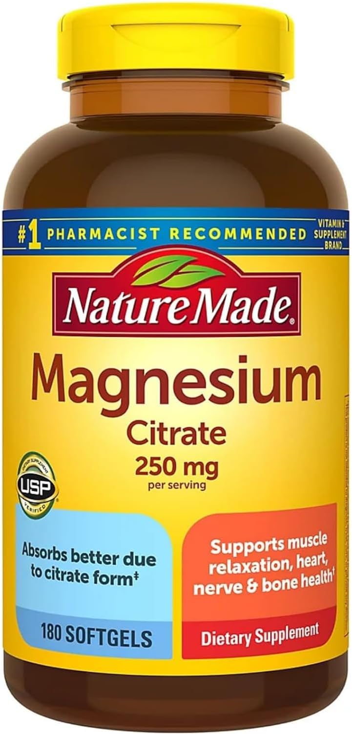 Magnesium Citrate 250 mg Dietary Supplement, 180 Count Softgels Z765