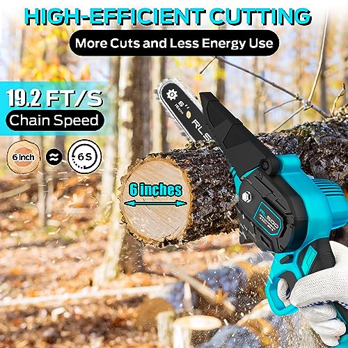 6 Inch Cordless Electric Chainsaw with 2 Batteries and 3 Chains W2995