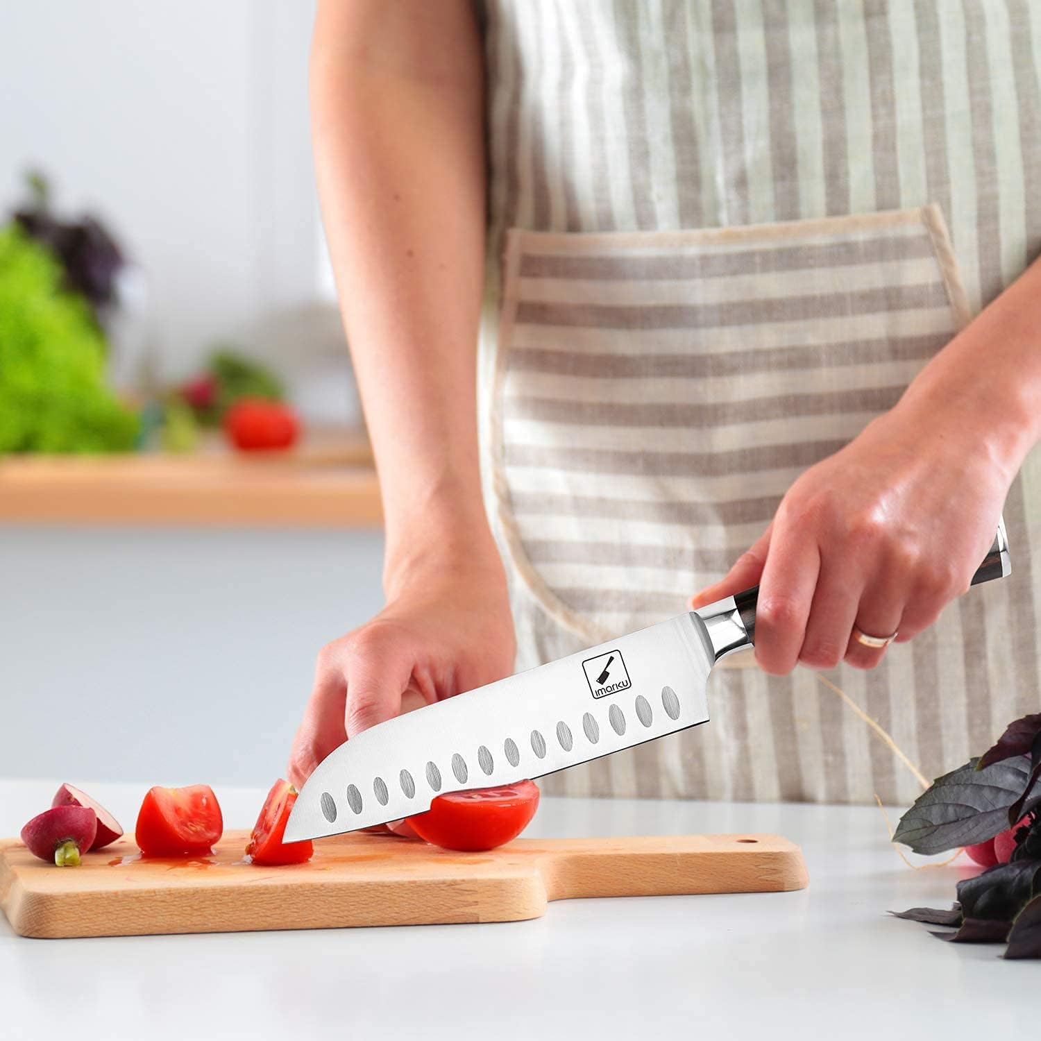 7 inch High Carbon Steel Santoku Knife and Cleaver R8031