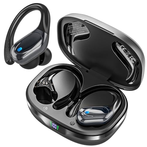 Black Wireless Earbuds with LED Display, IPX7 Waterproof R116