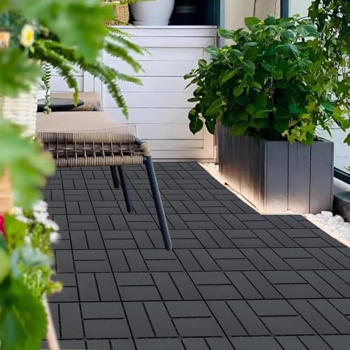 12 PCS Dark Grey 12"x12" Plastic Interlocking Deck Tiles B8852