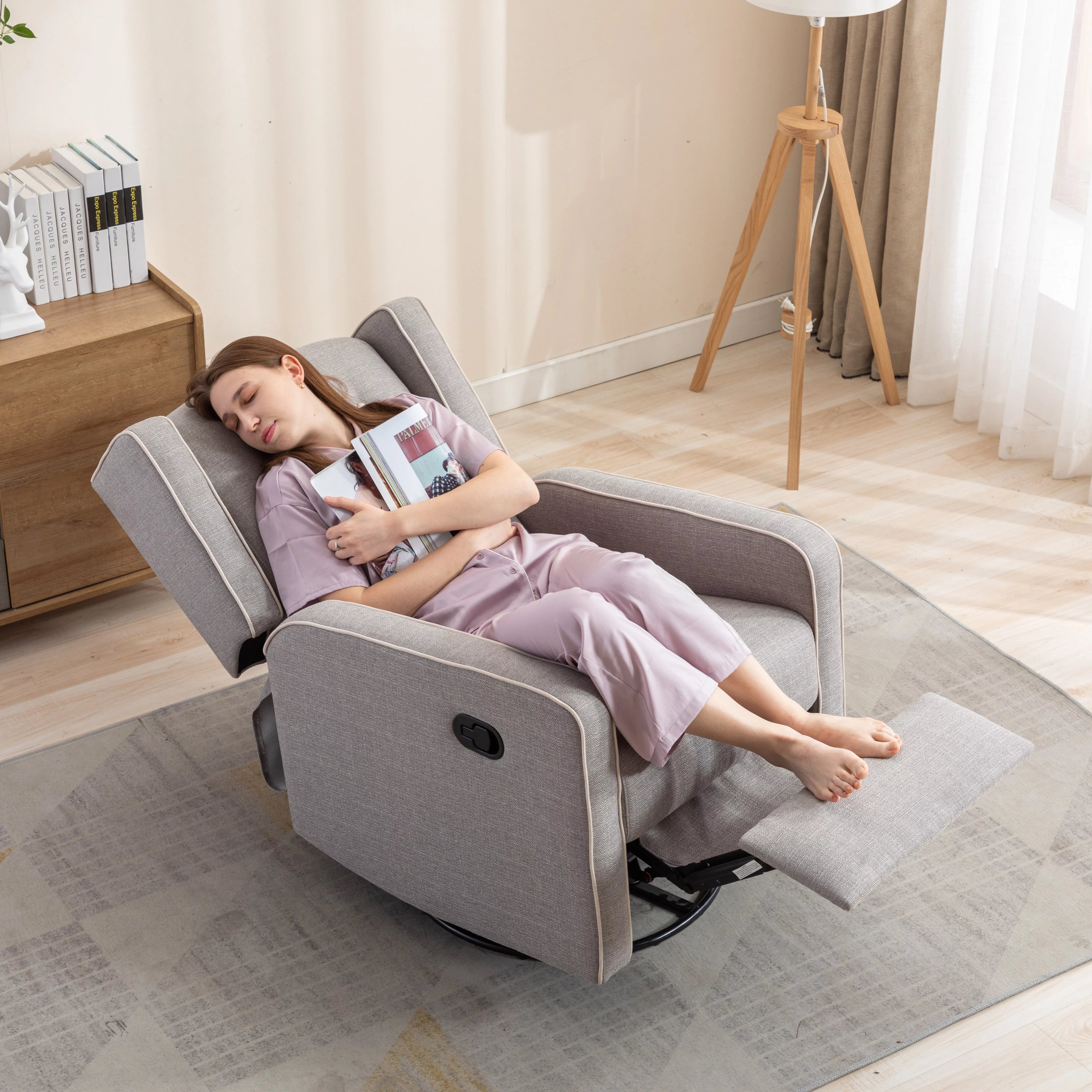 Gray Manual Swivel Rocker Recliner Chair K234042