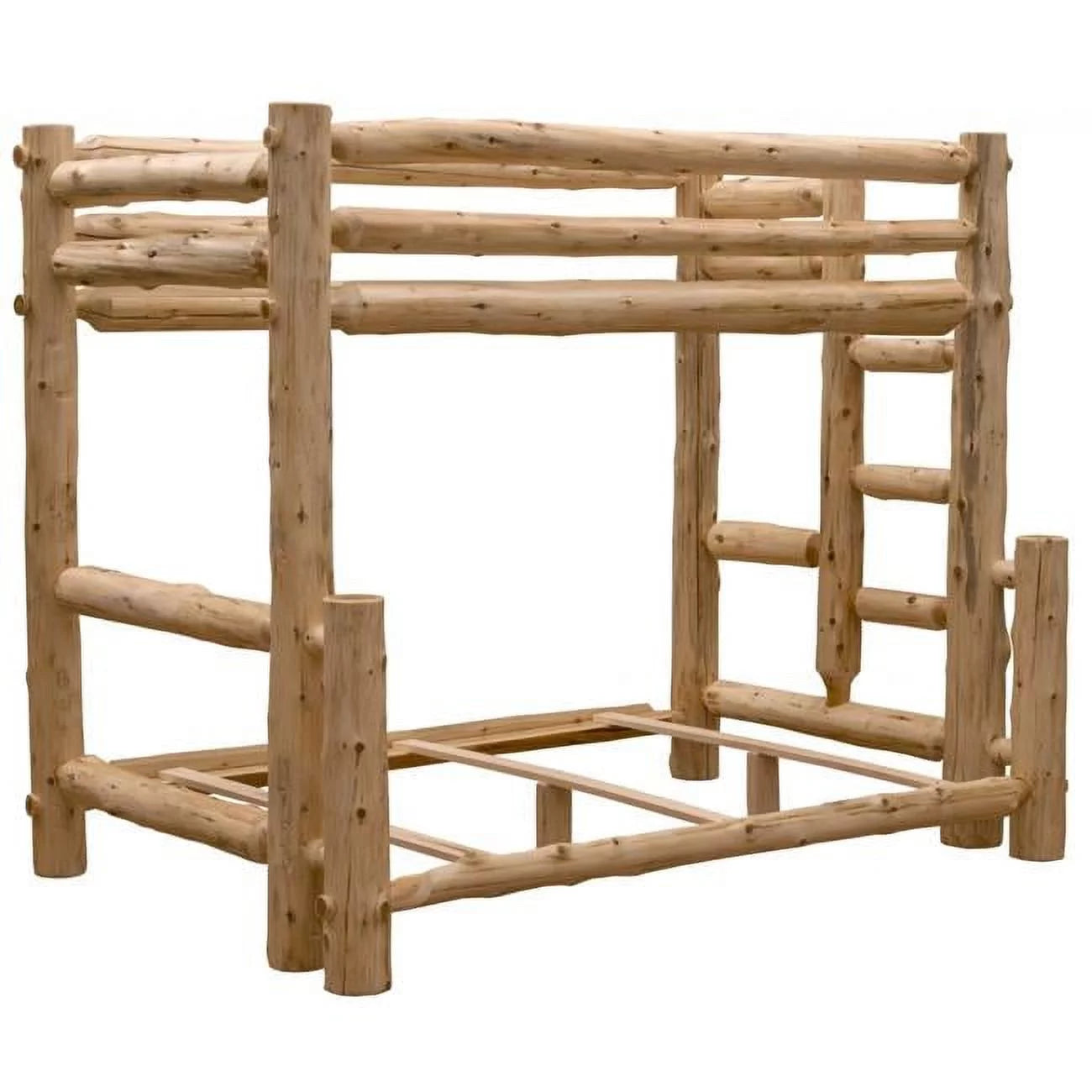 Rustic Natural Cedar Single Ladder Right Log Bunk Bed S37195