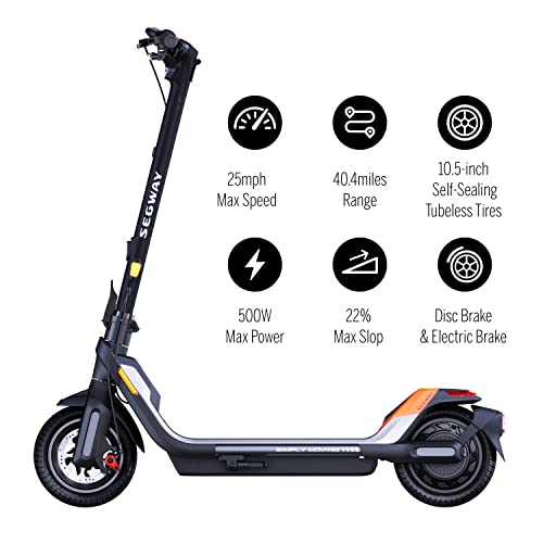 Electric Scooter with 500W Motor, 40.4 Miles Range, 25 Mph, 10.5" Self-sealing Tubeless Tires Z56237