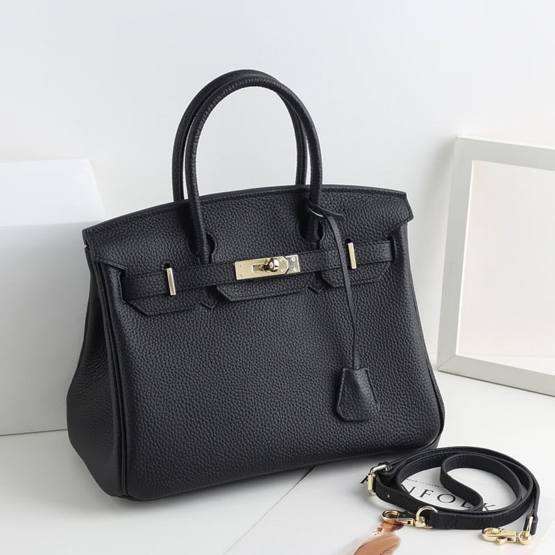 Black Leather Shoulder Bag K1150