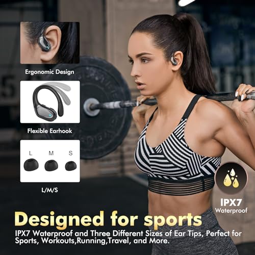 Black Wireless Earbuds with LED Display, IPX7 Waterproof R116