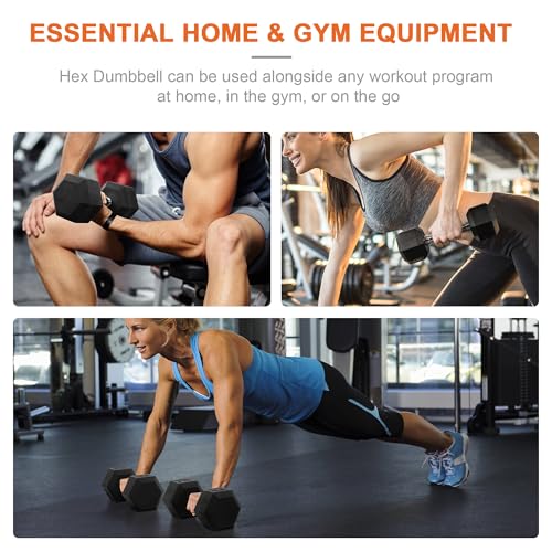 Set of 2 Anti-Slip Cast Iron Hex Dumbbell W248070