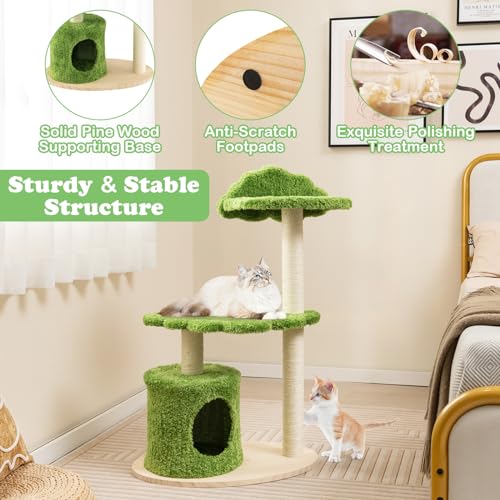 Multi-level Modern Wood Cat Tree with Sisal Scratching Posts C606