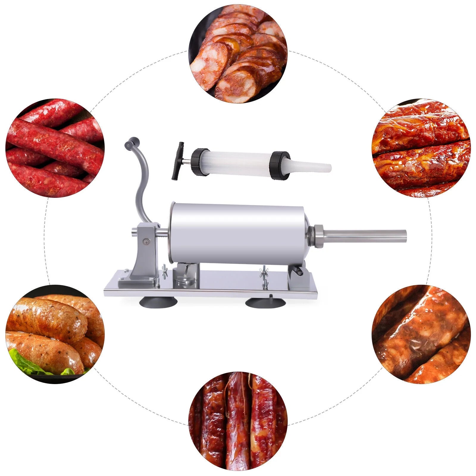 8LBS/4L Manual Stainless Steel Sausage Stuffer D347