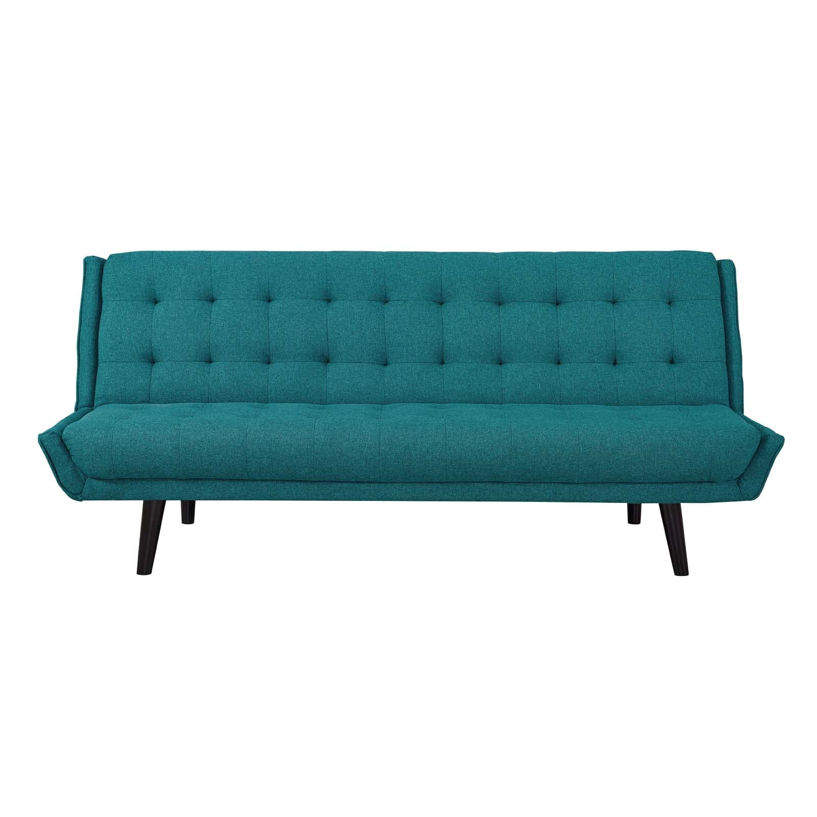 Aqua Blue Fabric Tufted Sofa Bed E603