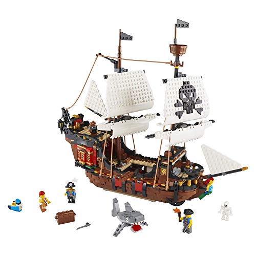 LEGO Creator 3 in 1 Pirate Ship Building Set, 4 Minifigures, Shark Toy, Ages 9+ N810