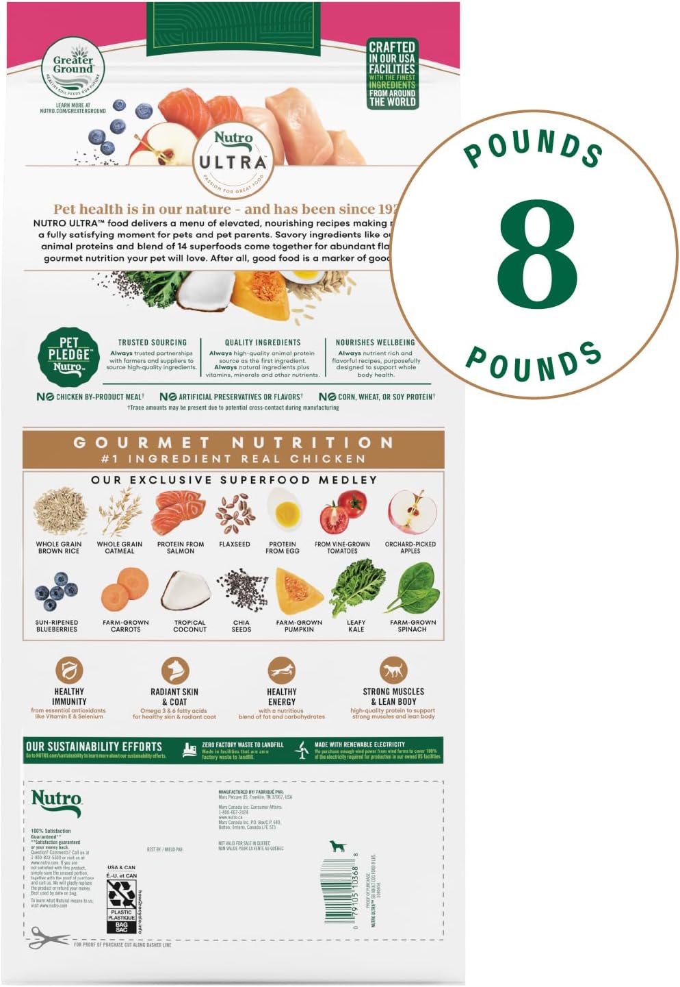 8 lb. Bag Dry Dog Food with Chicken, Lamb and Salmon Z5974
