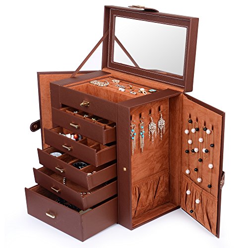 Extra Large 6 Tier 5 Drawers Jewelry Box with Mirror P918687