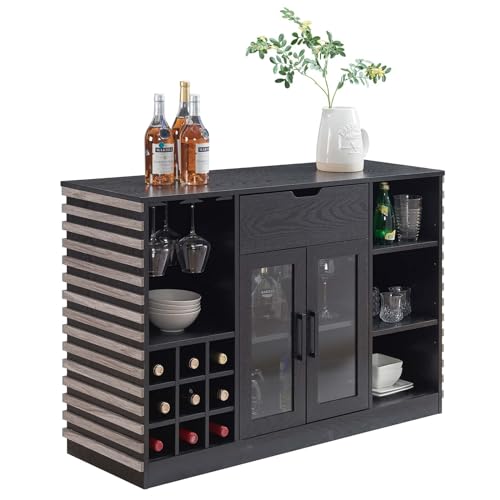 Grey Wine Bar Cabinet with Glass Door & Drawer W5160