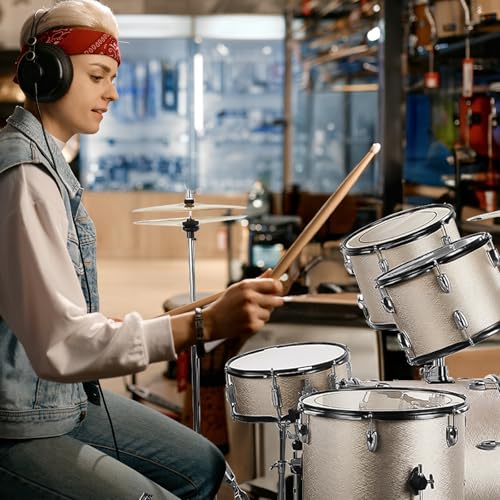 Blue 5-Piece Full-Size Drum Set with Cymbal Stands, Hi-hat Stand, Sticks, Drum Pedal, Stool & Floor Tom I573268