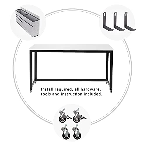 55" Rolling Computer Desk with 4 Wheels L2972