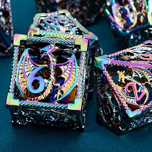 7 PCS Silver Polyhedral Metal Dice Set H1514