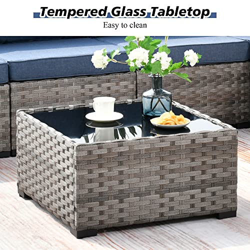 8 Piece Modern Wicker Sofa Set with Swivel Rocking Chair (Orange Red) R934456